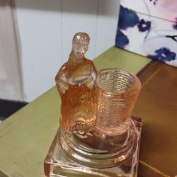 Antique Pink Glass Tooth Pick Holder