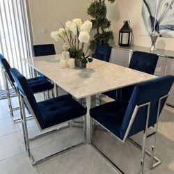 Marble Dining Table With Six Chairs