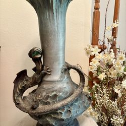 Vintage, Large August Otto  Earthenware Dragon Vase