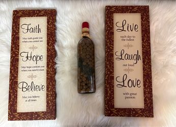 Tuscan-Style Decorative Signs & Bottle Set