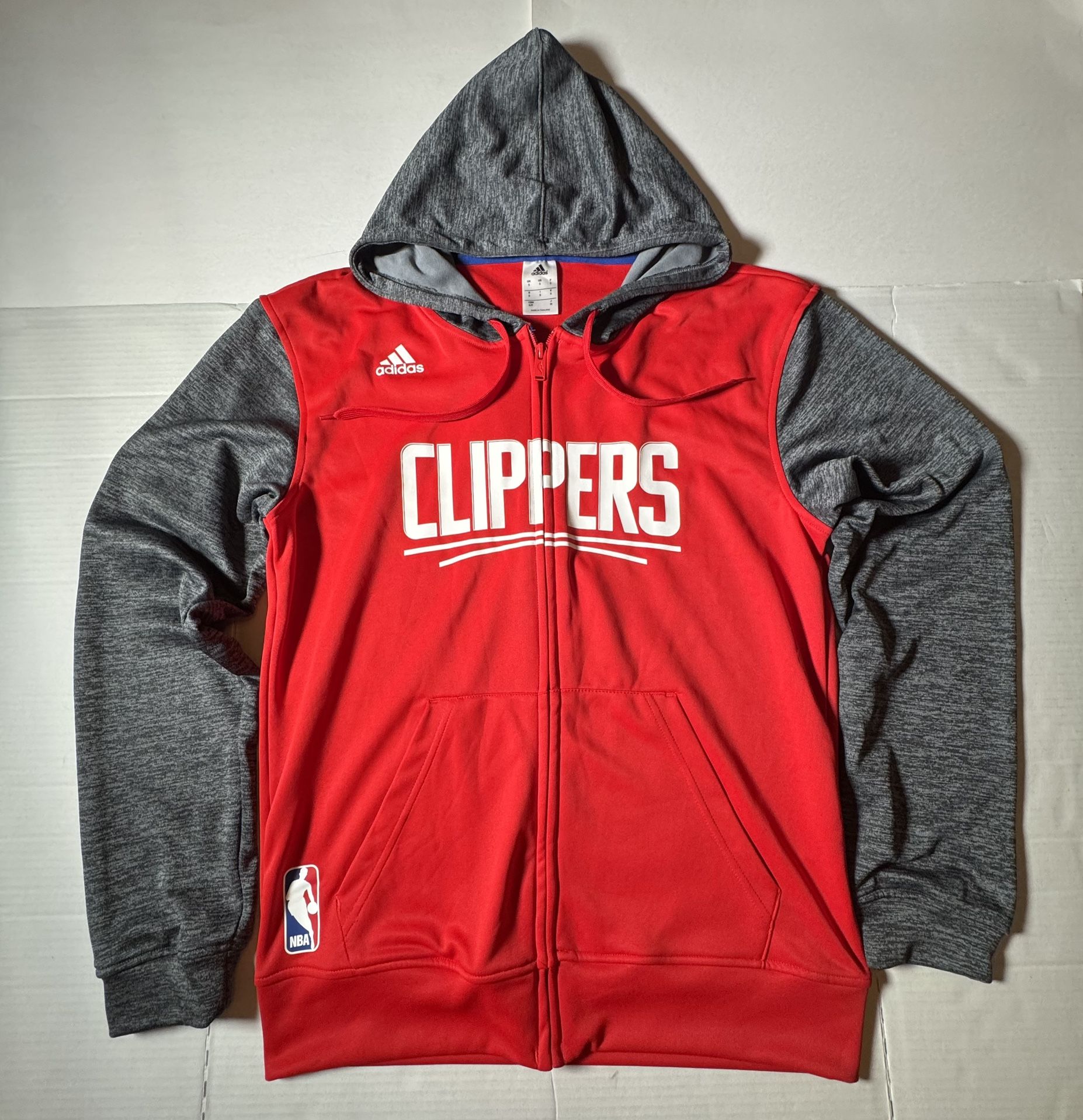 NWOT Adidas Climalite Full Zip Hoodie Sweatshirt LA Clippers Los Angeles Printed Embroidered Red Gray Men Size Small