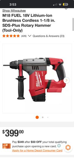 MIKWUAKEE M18 FUEL BRUHLESS CORDLESS SDS PLUS ROTARY HAMMER TOOL ONLY NEW