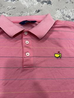 Masters Polo Shirt Clubhouse Collection Striped Pink Men Sz L Made in Italy
