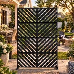 71" H X 45.7" W Metal Privacy Screen, Freestanding Steel Privacy Panels