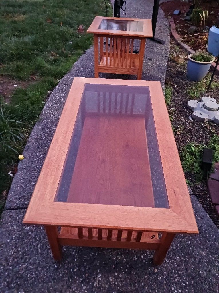 Craftsman Style OAK Coffee Table And End Table Lamp Table PAIR 200.00