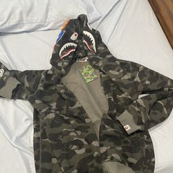 Slightly Used Grey Bape Hoodie Still With Tag Size Large
