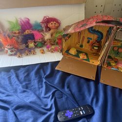 Lot Of 22 Treasure Trolls Different Sizes One Piggy Bank House Has Dance See Pic