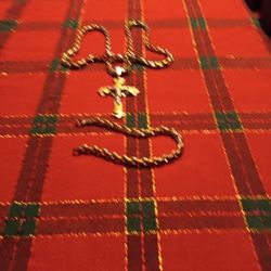 Jewelry Men Set/cross, Chain& Bracelet /chain 20 Inches/bracelet 9 Inches/