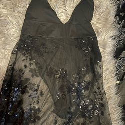 See Through Bottom Black Dress