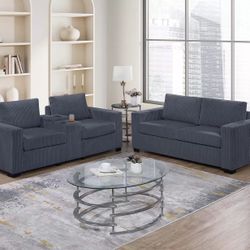 Brand New Super Plush Corduroy Sofa Loveseat Set 