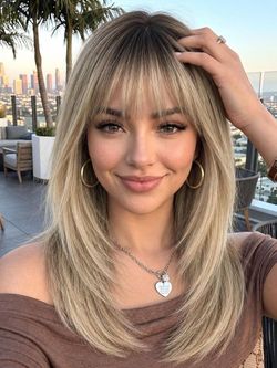Long wig for women – Medium-length synthetic fiber wigs