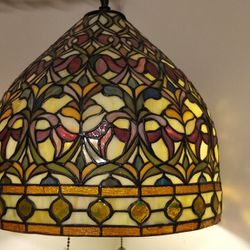 Amazing Tiffany Hanging Lamp with Long Metal Chain