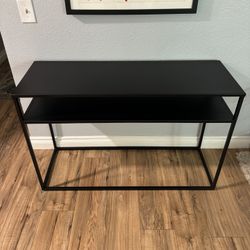 Entry Table Black Metal Console Table With Shelf 
