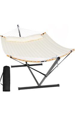 Hamacas para exteriores con soporte incluido, hamaca doble con barra separadora curvada
