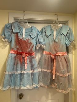 The Shining Movie Grady Twins Adult Dresses Costume Horror Zombie Halloween Women’s Small & Women’s Large
