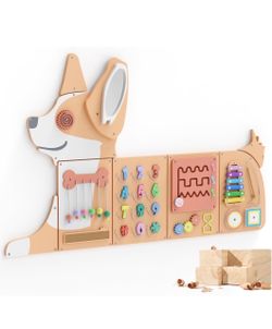 Wooden Wall Busy Board Panels, Toddler Learning Activity Center, Montessori Philosophy Sens