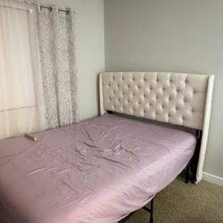 Queen metal bed frame with headboard