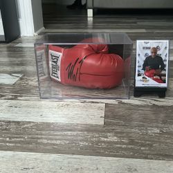 Red Boxing Glove Autographed By Mike Tyson 