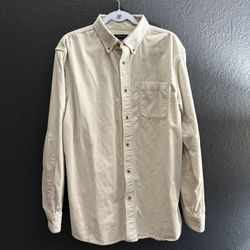 Lands’ End Corduroy Button-Down Shirt with Elbow Patches – Men’s Large (16-16½)