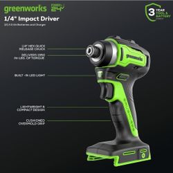 Greenworks 24V Brushless 1/4" Impact Driver Kit