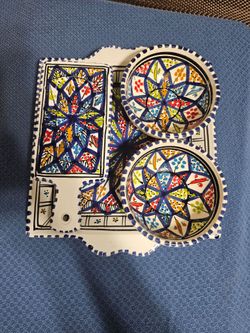 Ethnic bowl set with tray