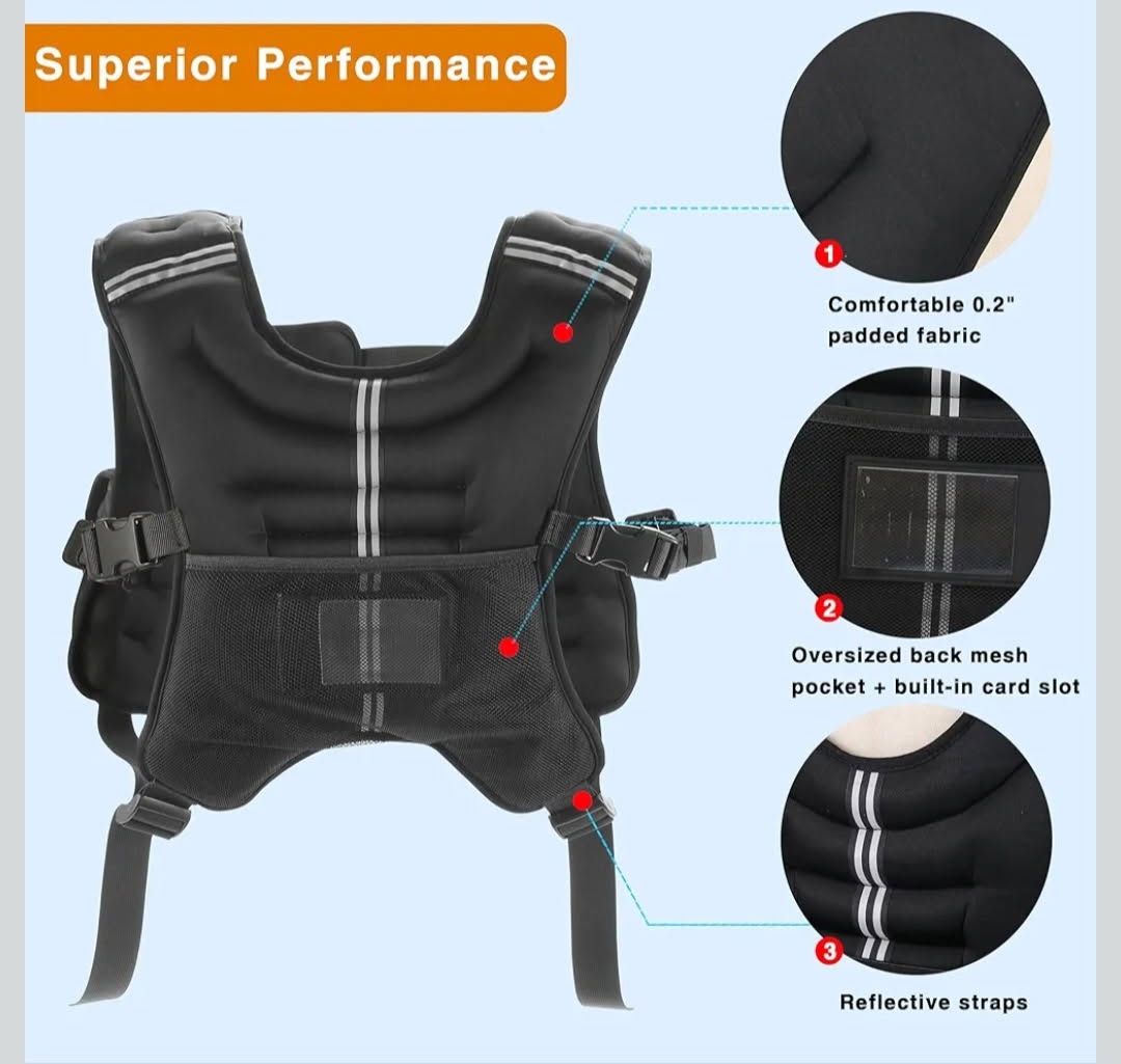 RABJEN Weighted Vest. Black 12 Lbs