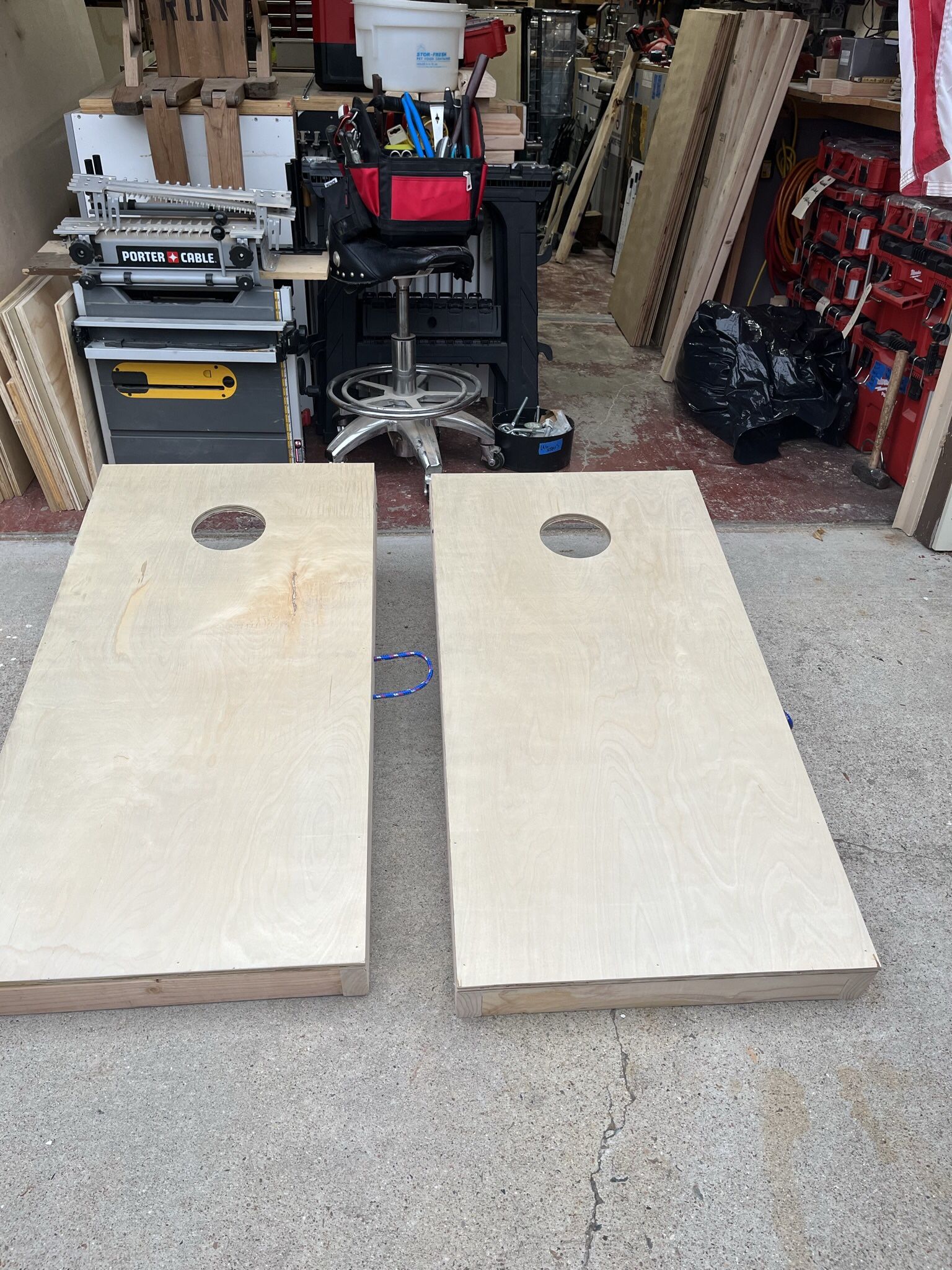 Brand New Unfinished Cornhole Boards With Carry Handles And Folding Legs