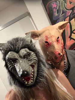 The "Lifelike Scary Pig Head Mask" and “Wolf Mask”