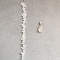 925 Sterling Silver Raw Natural Clear Quartz Set