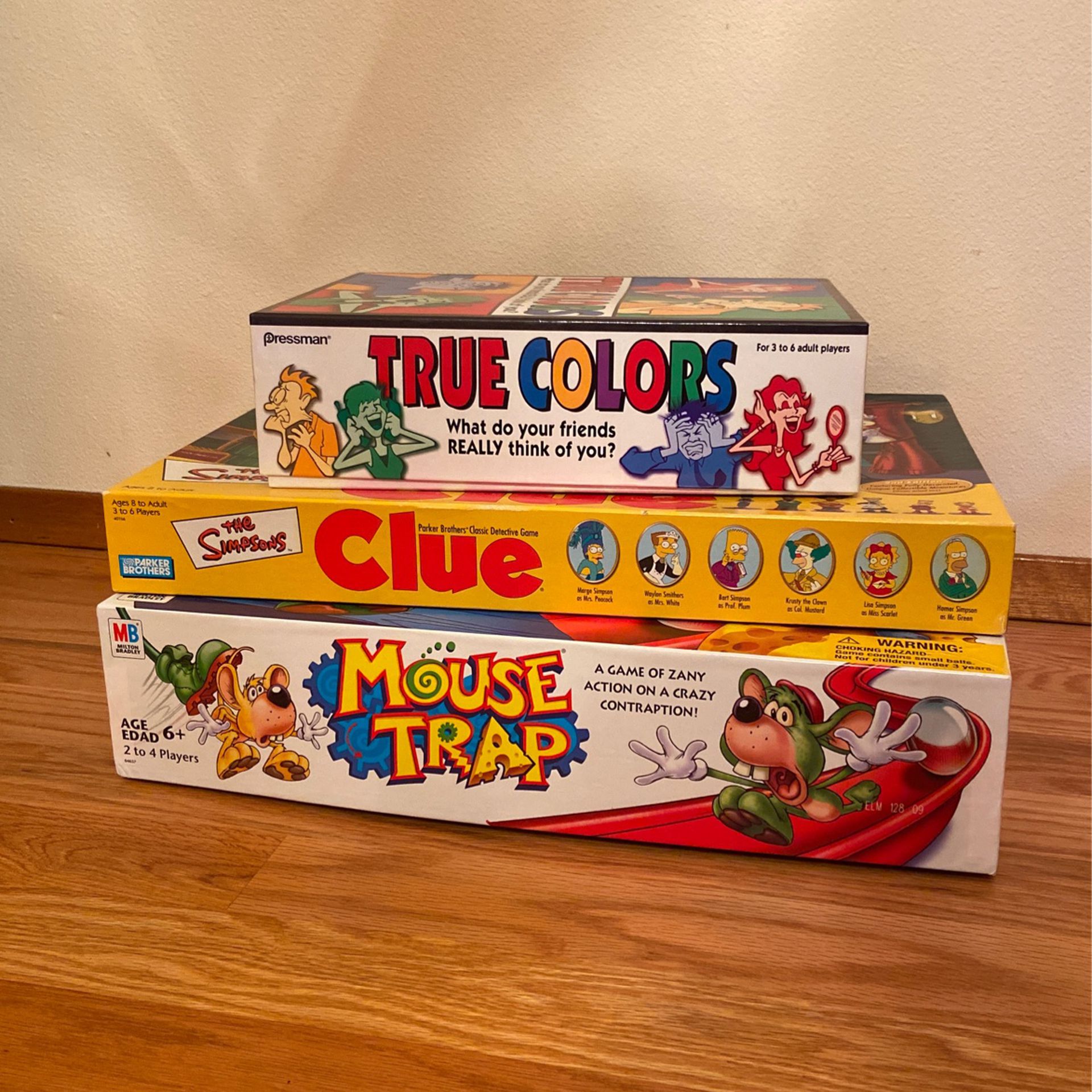Board Games- Simpsons Clue, Mouse Trap, True Colors