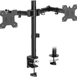 WALI Dual Monitor Desk Mount, Monitor Stand for 2 Monitors Up to 27inch, Dual Monitor Mount Max 22lbs for Home, Office, School (M002), Black