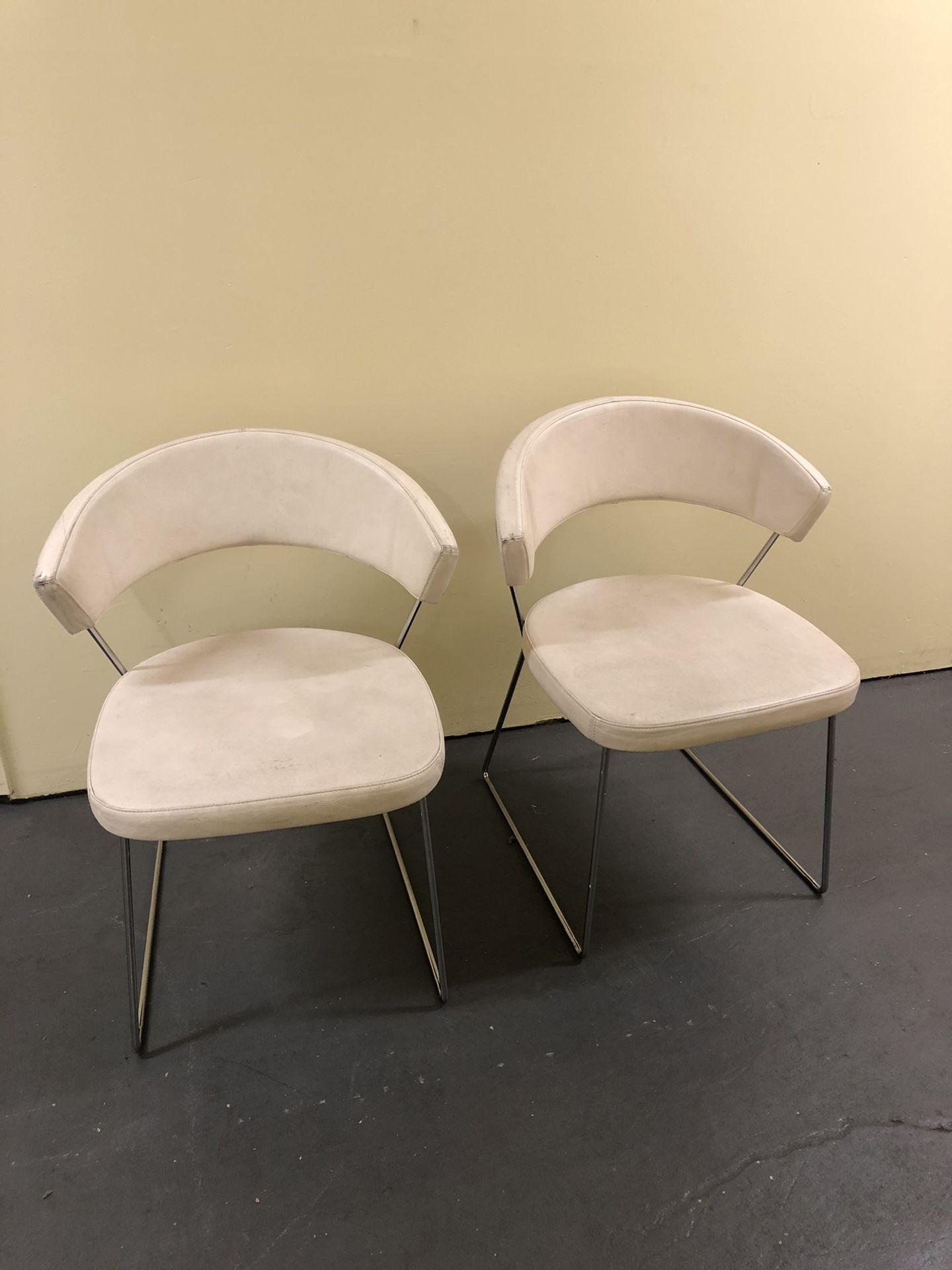 Caligaris White Leather Chairs