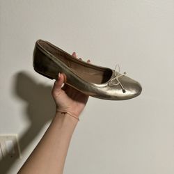 Metallic Gold Flats with Coquette Bow