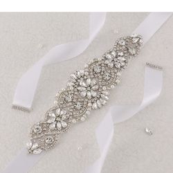 Yanstar Handmade Bridal Belt Wedding Belts Sashes Rhinestone Crystal Beads Belt For Bridal Gowns