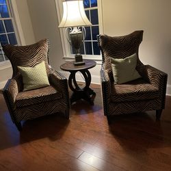 Twin Uttermost Brown/Black Animal Print Armchairs