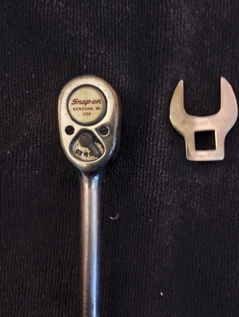 Snap On 3/8 Long Handle Ratchet (FL-720) and 17mm crows foot 3/8 drive.