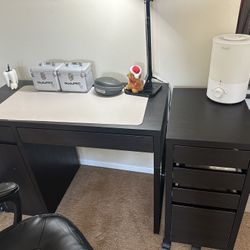 Brown Wood Desk and storage unit 