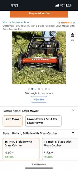 Craftsman 1816-16cr 16 Inch 5 Blade Push Reel Lawn Mower With