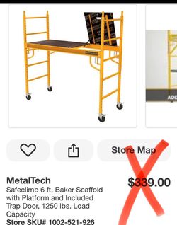 MetalTech Safeclimb 6 ft. Baker Scaffold with Platform and Included Trap Door, 1250 Ibs. Load Capacity