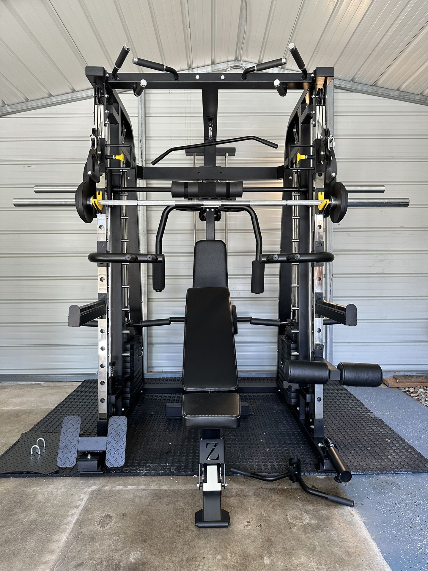 Smith Machine 300 Adjustable Bench 245lb Cast Iron Olympic Weights