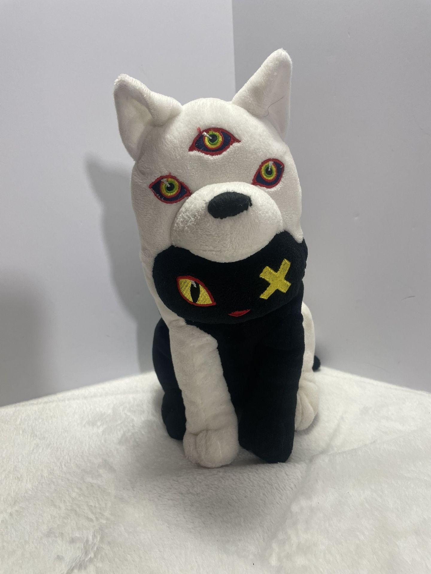 MEOW WOLF Cat Wolf Twisted Multiverse Plush Black White Stuffed Approx 9.5"