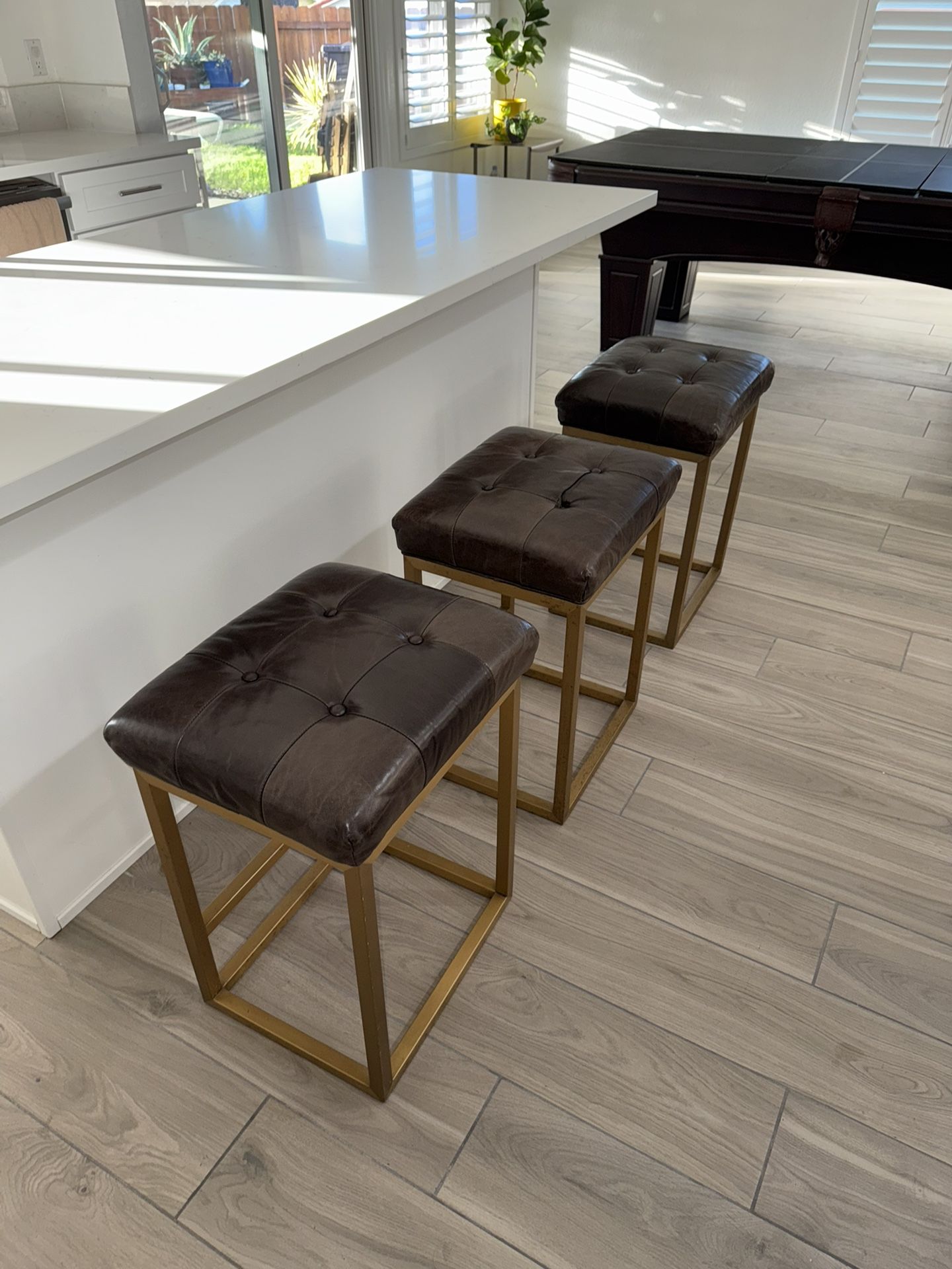 Restoration Hardware Leather Counter Stools