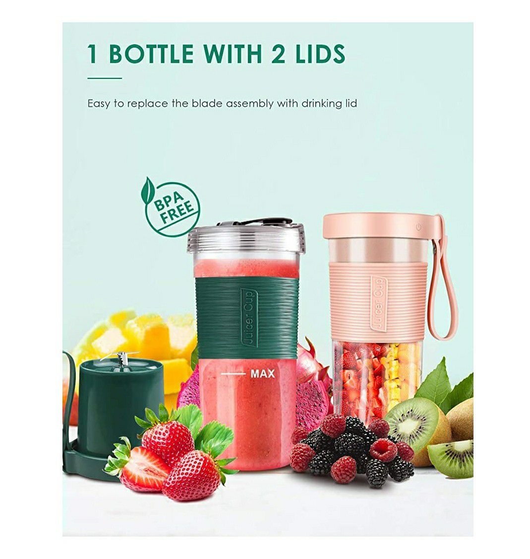 Portable Blender USB Rechargeable Bottle - BEYYON {link removed} Personal Blender for Shakes and Smoothies Fruit Juicer Mixer - pink