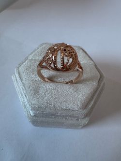 Vintage 14K 585 Gold Plated Filigree Ring Size 9 | Ornate Floral Scroll Design