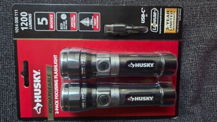 Husky 1200 Lumen Rechargeable Flashlight 2-Pack