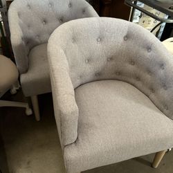 Salon Accent Reception Chairs Grey Tufted