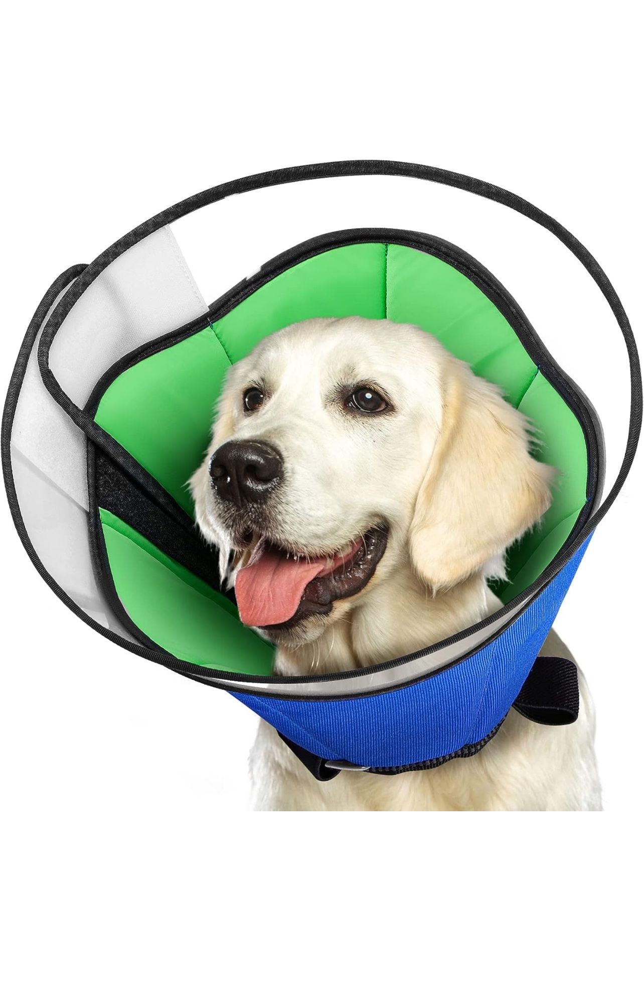 INKZOO Dog Cone Collar for After Surgery, Blue/Green