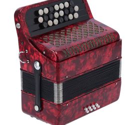 Hand Piano Accordion , Play 22 Key and 8 Bass Wood and Metal Material Accordion (Red)  