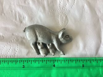 Vtg.1980s Pewter Mama Pig & Piglets Miniature 1.75” Figurine