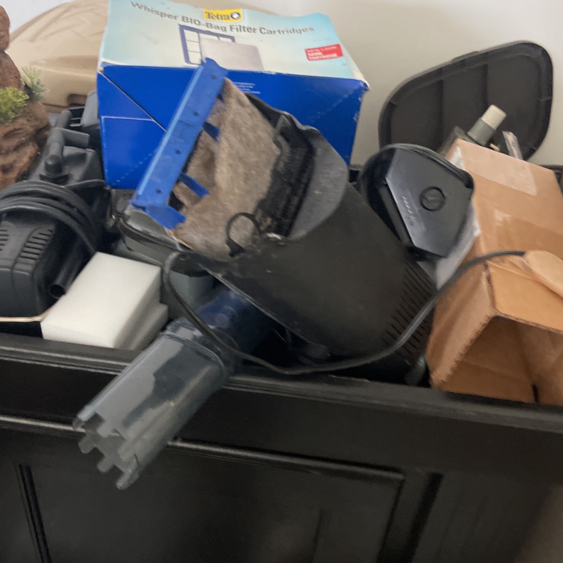 Aquarium supplies, filters, tanks